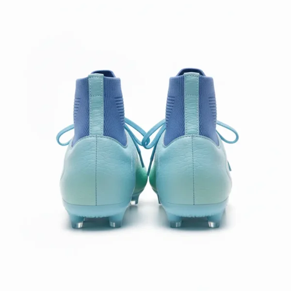 Botas azules con cordones y calcetín vistas desde detrás para adultas.