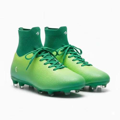 Botas verdes con cordones y calcetín vistas de delante para adultas.