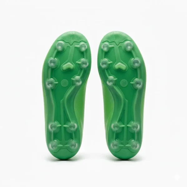 Botas verdes con cordones y calcetín vistas desde abajo para adultas.