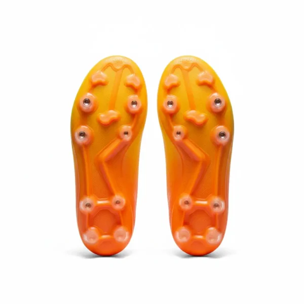 Botas amarillo-naranja con cordones y calcetín vistas desde abajo para adultas.