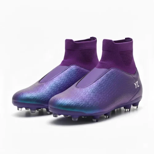 Botas moradas con calcetín vistas desde delante para adultas.