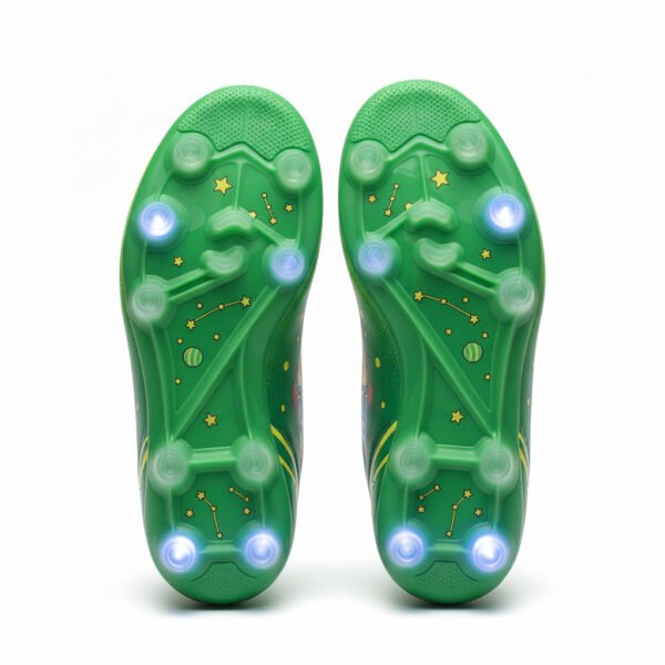 Vortex Kids verdes abajo Botas verdes con calcetín y cordones vistas desde abajo para niñas.