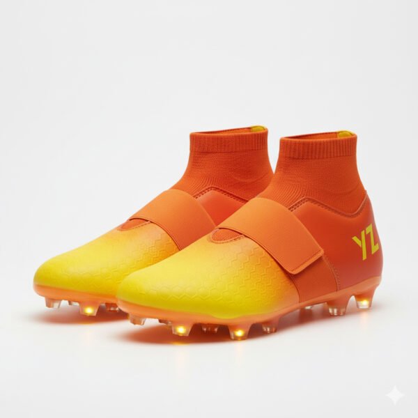 Botas amarillo-naranja con calcetín vistas desde delante para adultas.