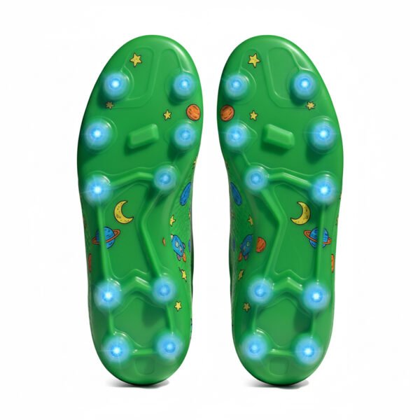 Botas verdes con calcetín vistas desde abajo para niñas.