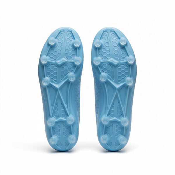 Botas azules con cordones vistas desde abajo para adultas.