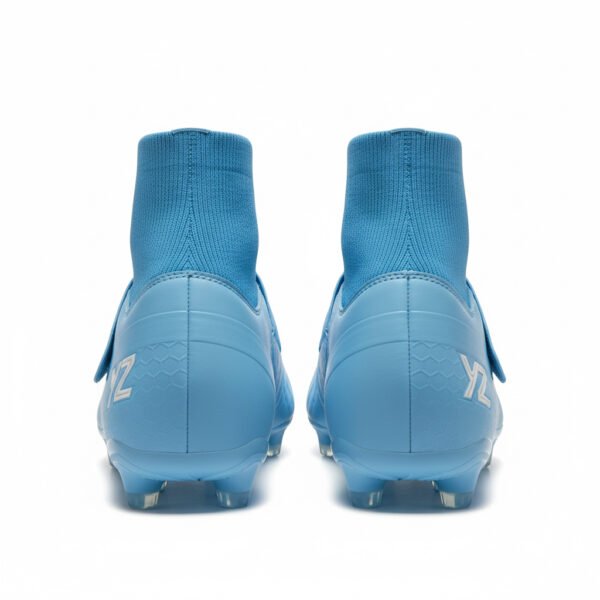 Botas azules con calcetín vistas desde detrás para adultas.